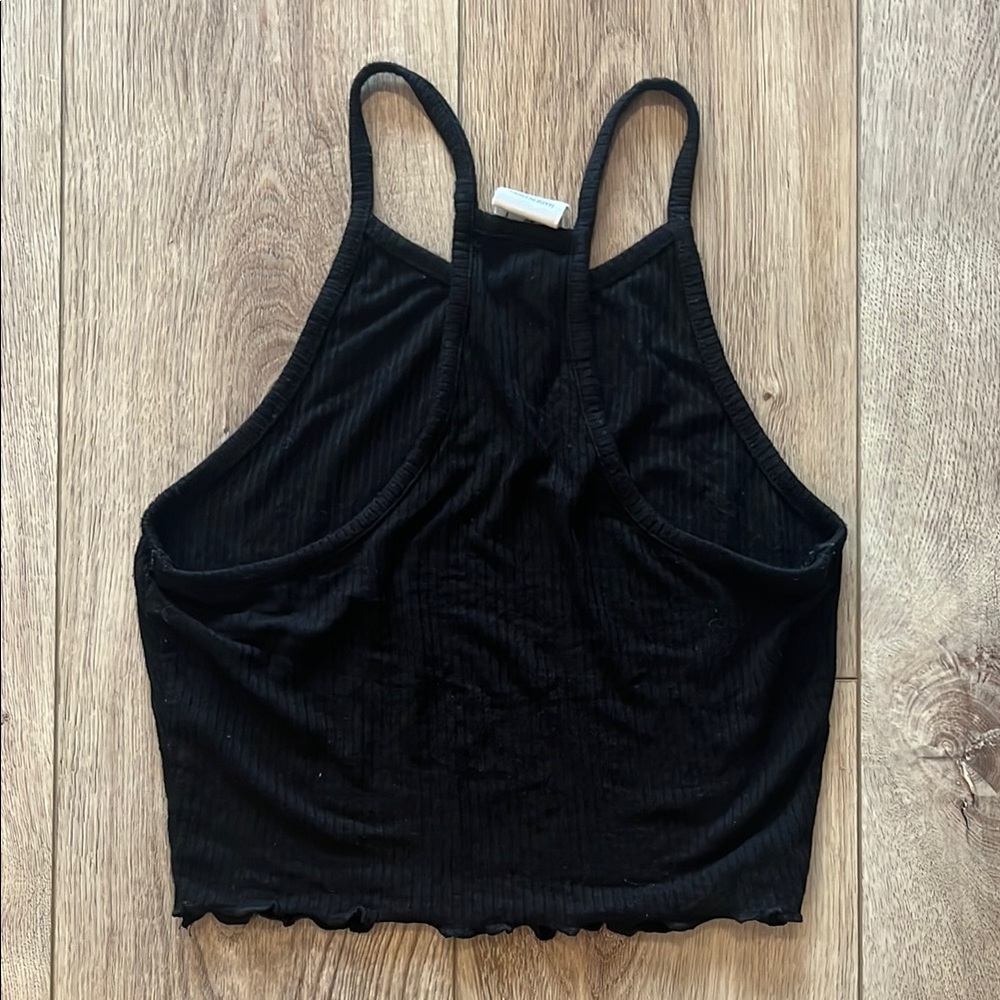 Black Ribbed Halter Tank Top - Picture 3 of 3